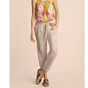 Trina Turk Out Of Office Kick Back Pant Linen pleated trousers sz S